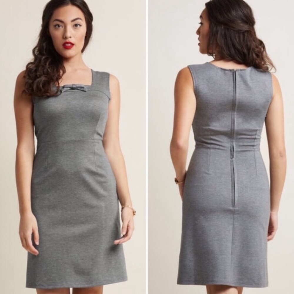 ModCloth Retro Square Bow Neck Sheath Dress 1X